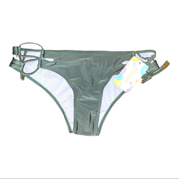 Bikini bottom size small NWT sage green tie strings lomitti - Picture 1 of 8